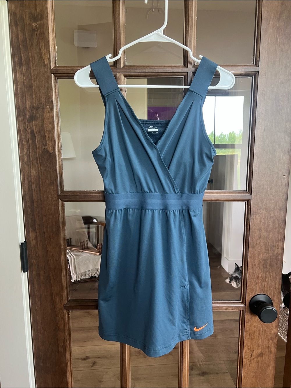 Nike Teal Blue Sleeveless Athletic Dress with Orange Swoosh